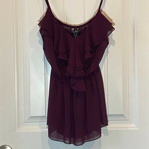 Burgundy Frilled Spaghetti Strap Top